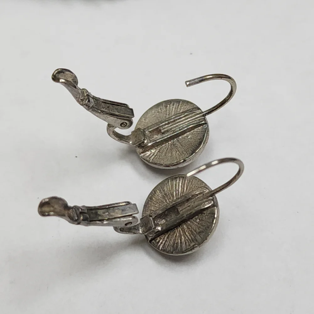 Two Toned Silver Toned and Gold Toned Circle Lever Back Earrings
